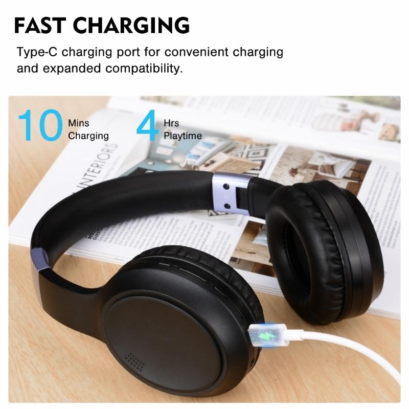 Active Noise Cancelling Headphone Wireless Over Ear Bluetooth-compatible Headphone Deeper Bass for Travel Office