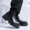 Fashion Luxury Brand Mens Chelsea Boots High Quality British Style Casual Leather Ankle Boots for Men Thick Bottom Design High Top Boots