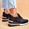 Thick Soled Women's Shoes, Color Blocked Spring Flat Casual Shoes, Sequined Wedge Heel Breathable Sports Shoes