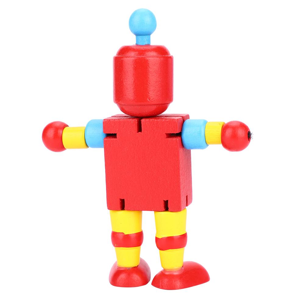 Personality Cute Wooden Robot Toys Learning & Educational Toys for Kids Children (Red)