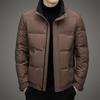 Новая зимняя мужская куртка-пуховик, для молодежи и среднего возраста, модная теплая короткая куртка с воротником-стойкой, куртка на утином пуху