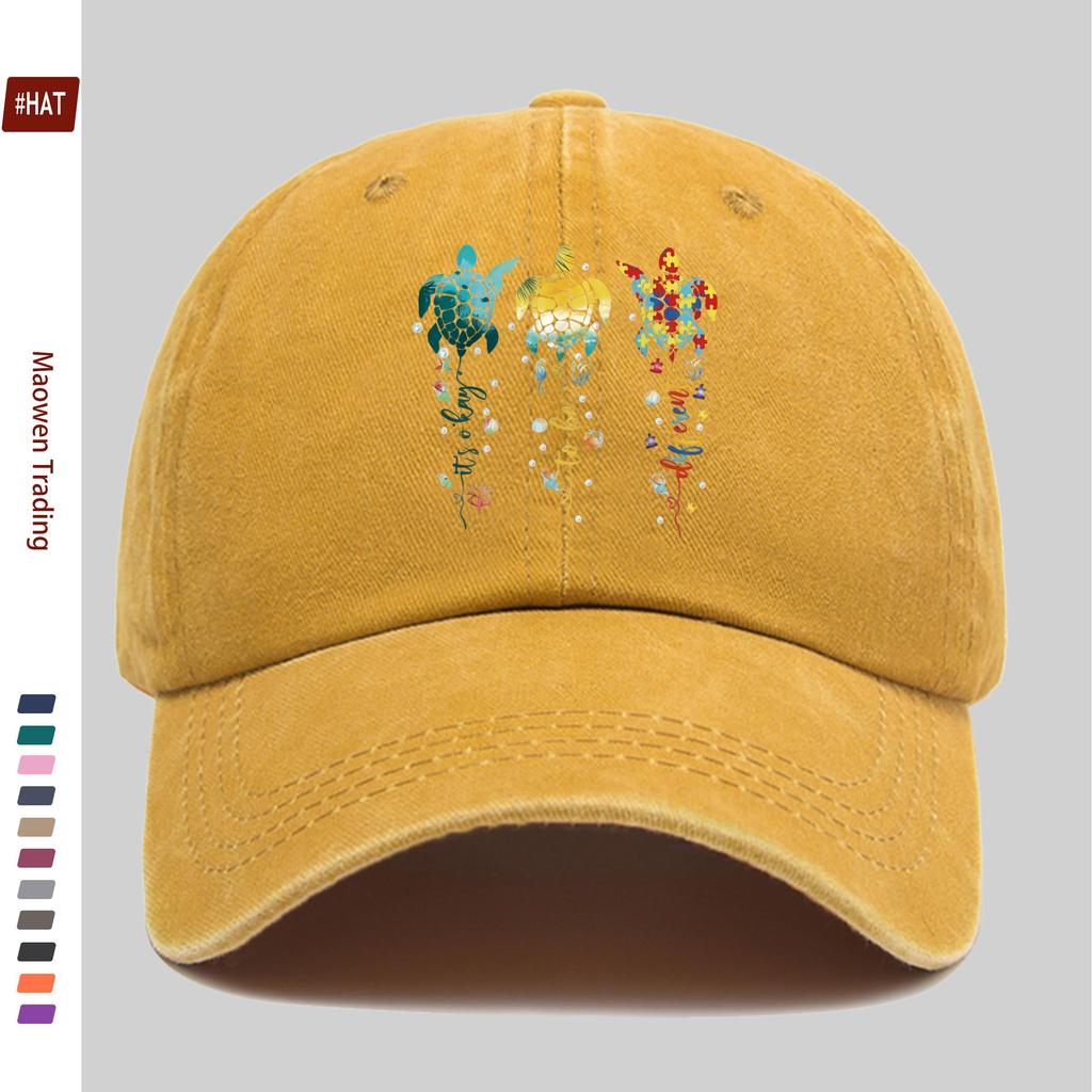 pc Casual Multicolor Turtle Print Baseball Cap Marine Animal Printed Trucker Sun Hat Comfortable Lightweight Papa Hat Dad Mo