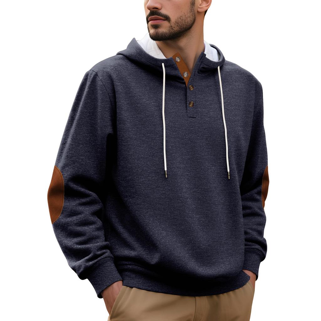 Men's Casual Composite Loose Fitting Pullover Solid Color Hooded Sports Thick Hoodie