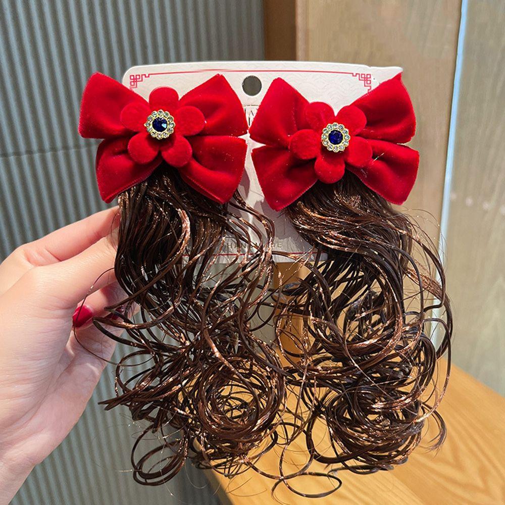 Chinese Style Hair Clip Baby Wig Hairpin Child Hair Accessories New Year Headdress Bow Hairclip