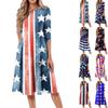 Женское повседневное модное платье миди с круглым вырезом и рукавом три четверти с принтом «День независимости»