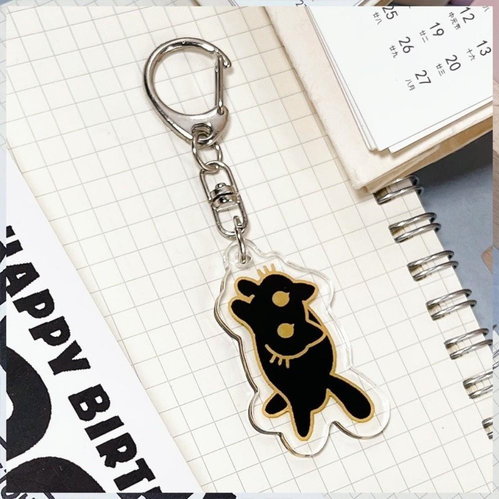 Black Color Acrylic Keychain Cat Design Bag Charm Pendant Decorative Keychain For Phone