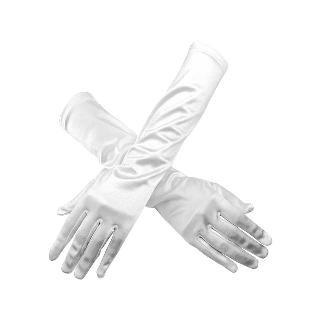 Bridal Satin Finger Gloves Long Elegant Fashionable Women Wedding Gloves for Party Performance