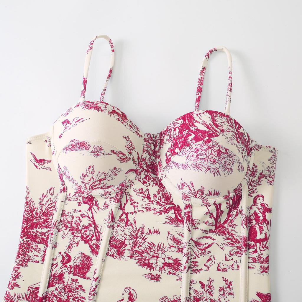 2023 Retro Print Women's Swimwear: One-Piece Swimsuit and Bikini with Sun Protection Long Dress - Two-Piece Set