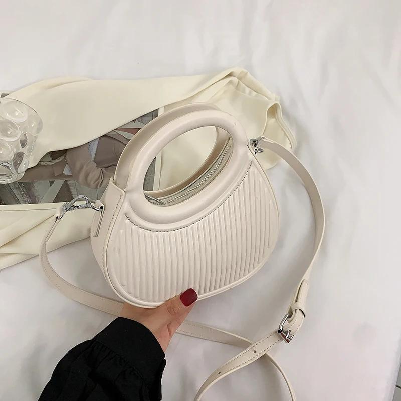 Полумесяц маленькая сумка через плечо для женщин Весна Новые зеленые фиолетовые сумки плиссированный дизайн искусственная кожа кроссбоди круглая ручная сумка