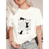 Oversized T Shirt Black Cat Music Notes Print Casual Loose Fit Top For Women Summer Streetwear Fashion