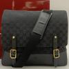GG Canvas Men's Shoulder Bag Messenger Crossbody Leather Black Logo Embossed A4 Capacity 115506