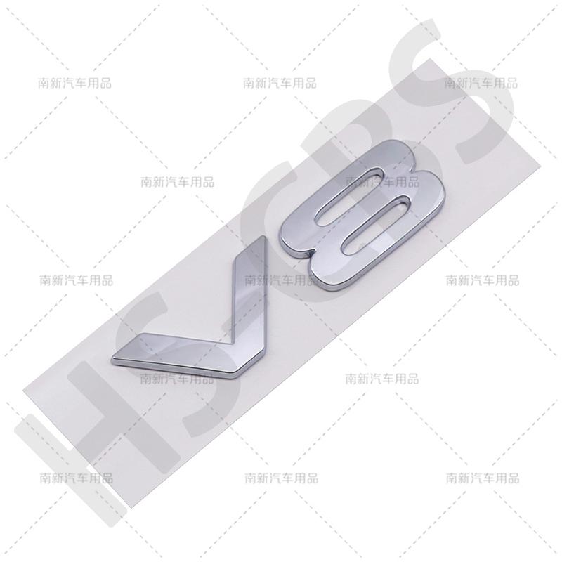 3D ABS Car Engine Displacement Logo V8 Letter Embelm Rear Trunk Badge Auto Tailgate Stickers