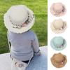 Cute Sun Beach Straw Weaving Girls Summer Hat Flower Sunshade Caps Wide Brim Hats Shoulder Bag