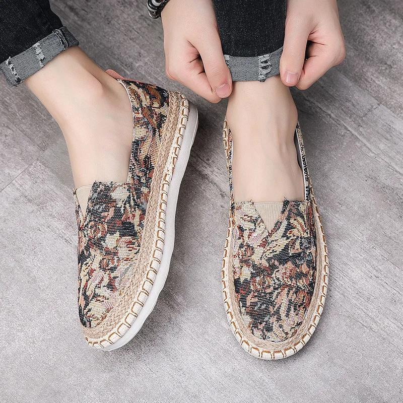 Классические мужские туфли с круглым носком, повседневные дышащие холщовые мокасины, мужские туфли Fishmen на плоской подошве, эспадрильи Zapatos De Hombre 2024