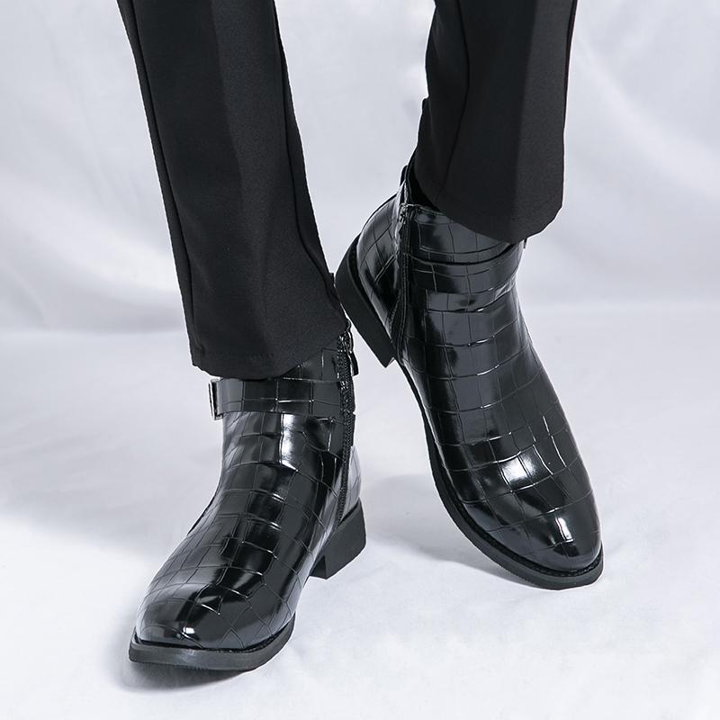 Мужские высокие кожаные ботинки Модный дизайнерский стиль Отдых на природе Вечеринка Повседневные офисные деловые мужские свадебные ботинки 38-47