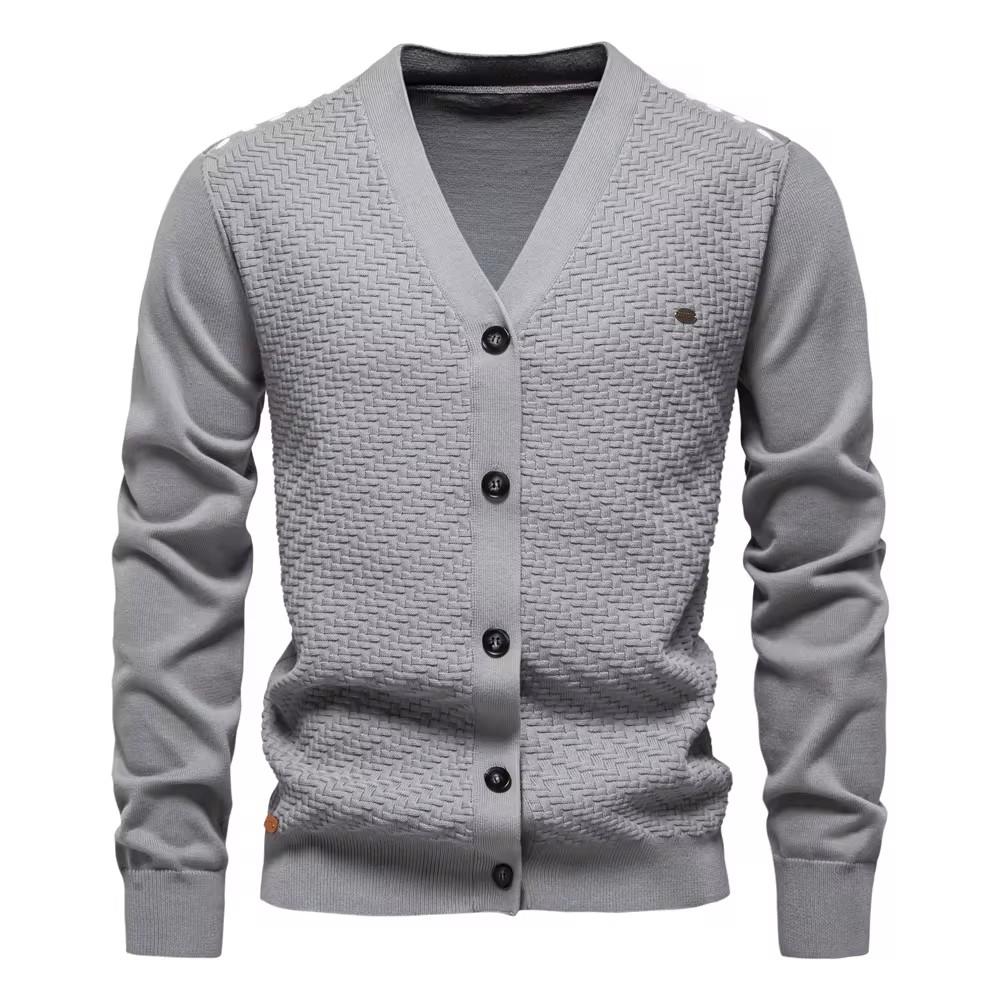 AIOPESON Mens New V Neck Button Up Cotton Cardigan Sweaters Casual Social Knit Sweater Cardigans for Men