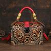 Johnature Vintage Luxury Handbag Handmade Leather Carved Women Bag Versatile Female Shoulder & Crossbody Bags