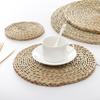 Table Placemat Wear-resistant Handwoven Cattail Grass Placemat Heat Resistant Table Mat for Home Decoration