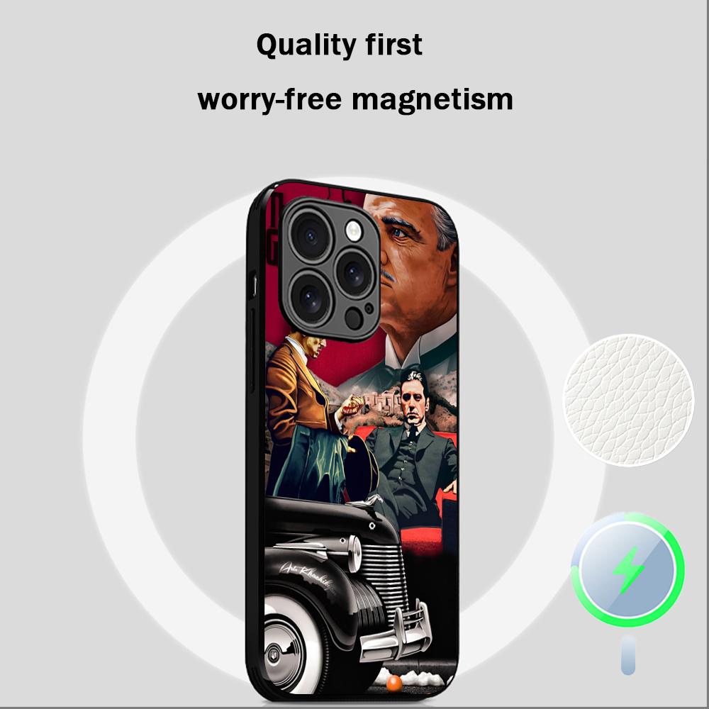 Чехол для телефона Классический кинопостер Крестный отец Для iPhone 17 16 15 14 13 12 Plus Pro Max Высококачественный Роскошный Magsafe Овечья кожа