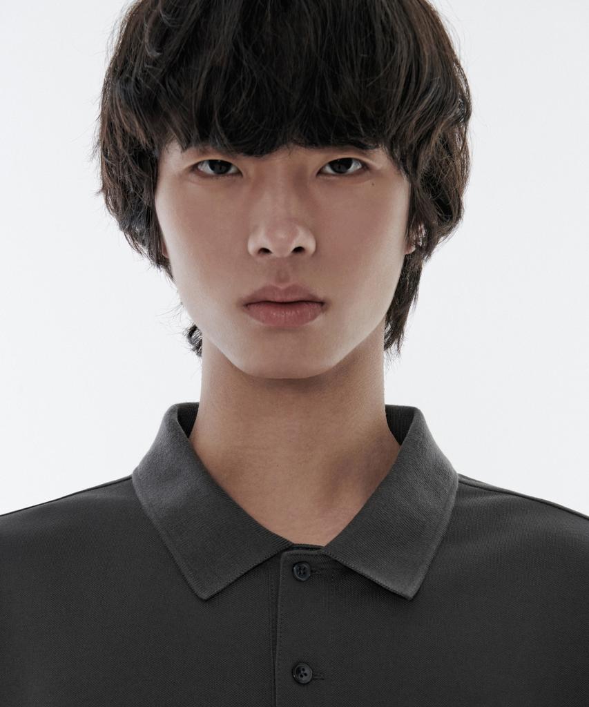 MUSINSA STANDARD [Cooltandard] Oversized Pique Polo Shirt [Gunmetal]