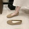 2024 New Fashion Solid Color Mesh Breathable Square Toe Comfortable Women's Single Shoes Flat Sole Slip-on Casual and Light