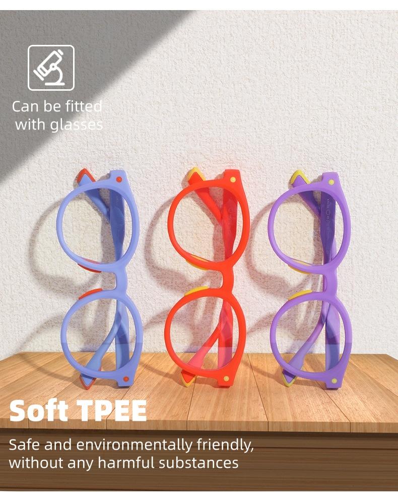 2026 Trendy Round Frame Professional  Anti-Blue Light Glasses Ultra-Light Silicone Children's Frame Children's Headgear