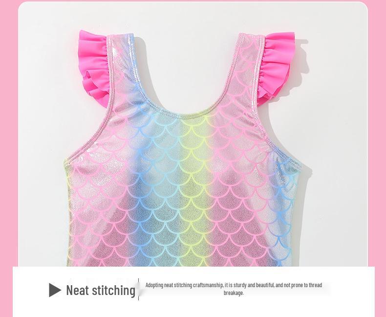 Новый детский купальник-русалка с оборками и открытыми плечами