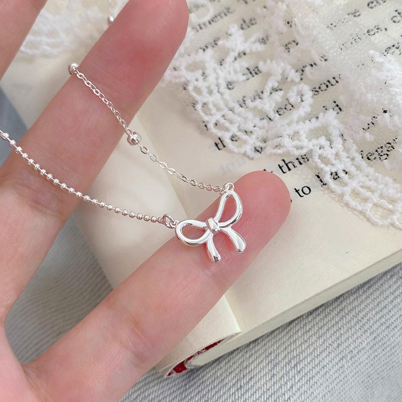 Ожерелье с бантом, маленькое, свежее, простое, милое, в стиле феи, универсальное, цепочка на ключицу