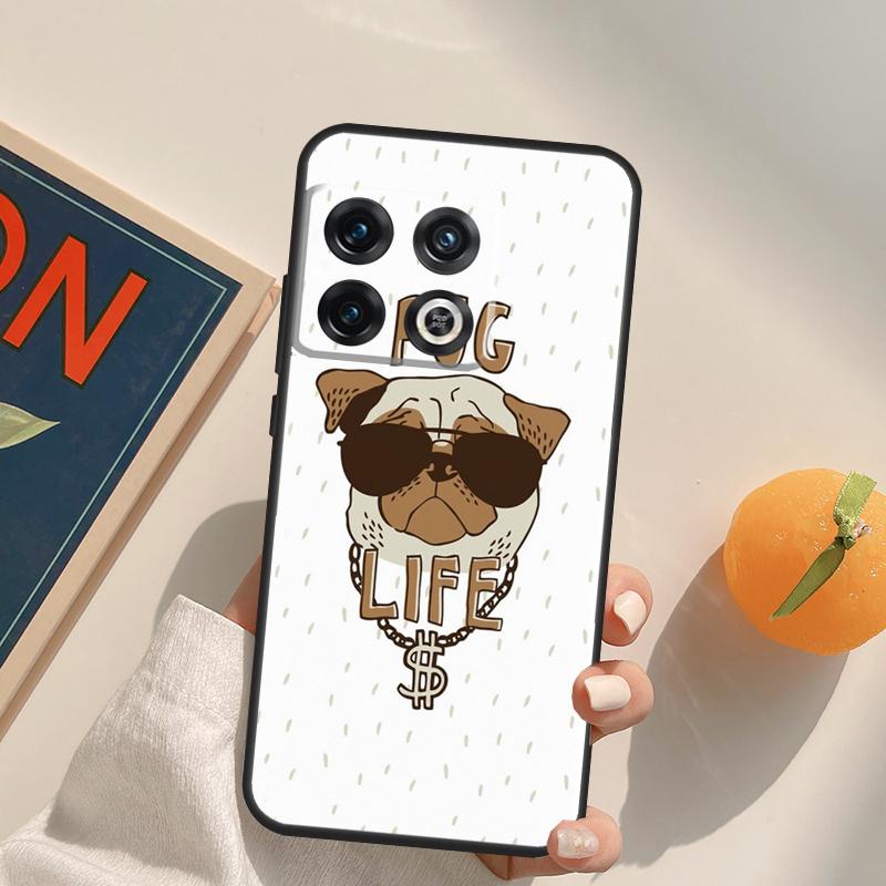 Забавный мультяшный чехол с мопсом для OnePlus 13R 12R 10R 13T 10T 11 12 13 15 OnePlus Nord 5 CE 2 3 4 Lite N20 N30