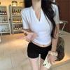 V-neck Front Shoulder Short-sleeved T-shirt for Women In Summer New Fashionable and Versatile Short Student Top for Women