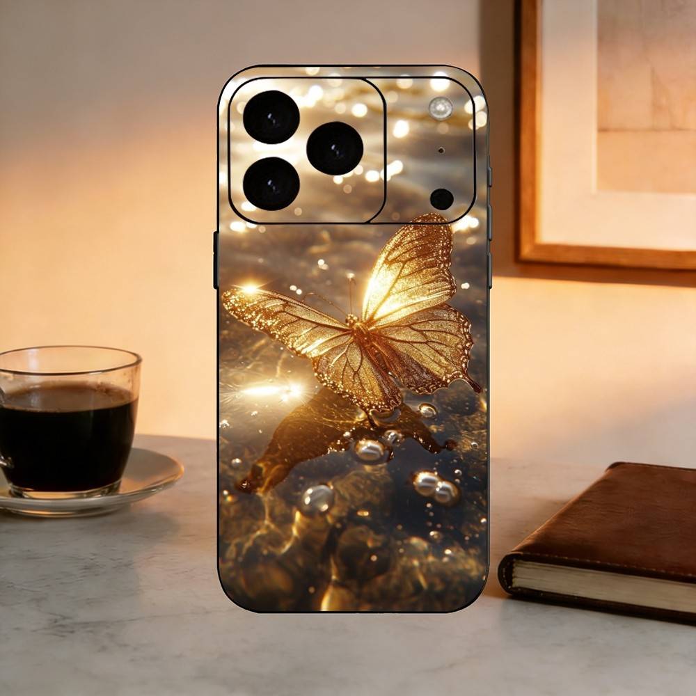Glow in the dark Butterfly Gift Phone Case For iPhone 17,16,15,14,13,12,11 Plus,Pro Max,XS,Soft Silicone Black Cover