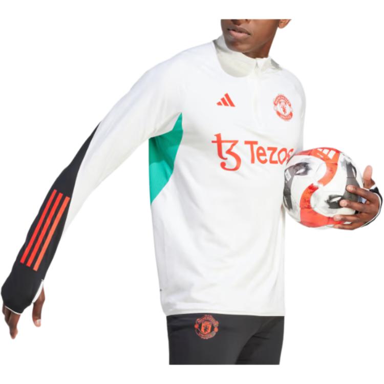 Adidas Футболка Manchester United Tiro 23 Pro с надписью и принтом, дышащая, тренировочная, с длинным рукавом, мужская, Core-White IA7246