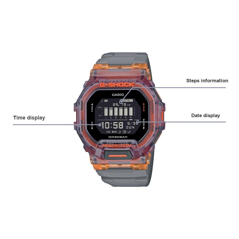 G-SHOCK Серия G-Squad Квадратные часы с GPS-позиционированием, шагомером, Bluetooth-сенсором, светодиодной подсветкой, кварцевым механизмом и ремешком из смолы для мужчин Черные GBD-200SM-1A5JF