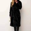 TrendHub New Imitation Mink Fur Coat Women's Winter Long Hooded Belted Faux Jacket