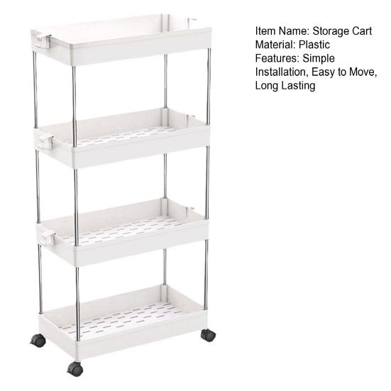 Тележка для хранения, 3-х уровневая мобильная полка-органайзер, большая вместимость, простая установка, регулируемый дизайн, тележка для хранения на колесиках