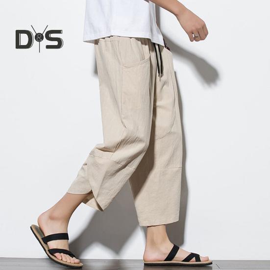 Дышащие мужские летние брюки, однотонные шикарные повседневные мужские летние брюки