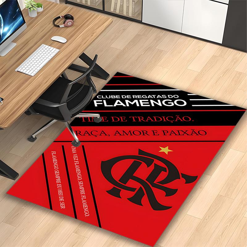 [Red Flamengo Emblem Printed Carpet] Non-slip Office Rug, Cozy Area Carprt for Living Room Use, Soft Home Sofa Chair Mat