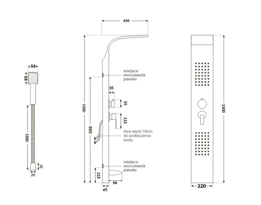 Shower panel tap with hydromassage - blue