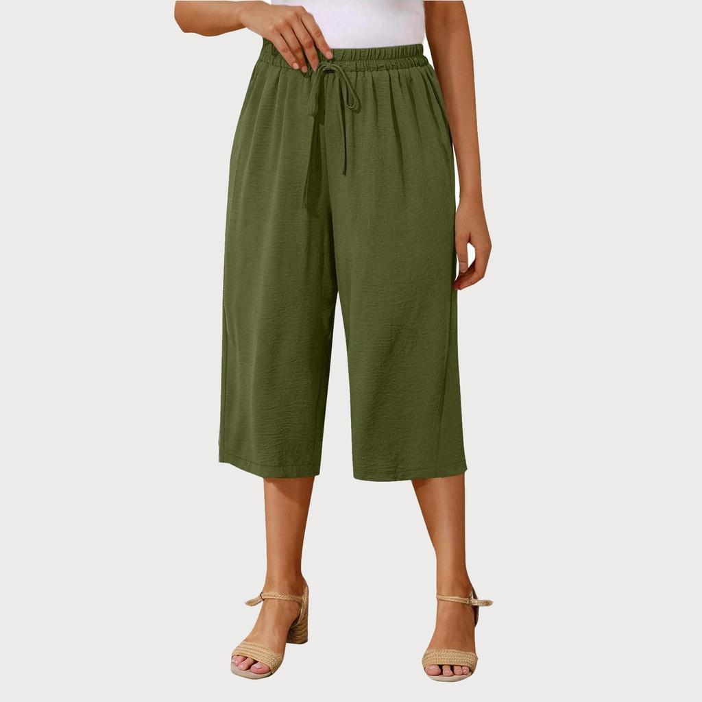 Женские однотонные повседневные брюки с высокой талией, спортивные брюки, шорты 1/2