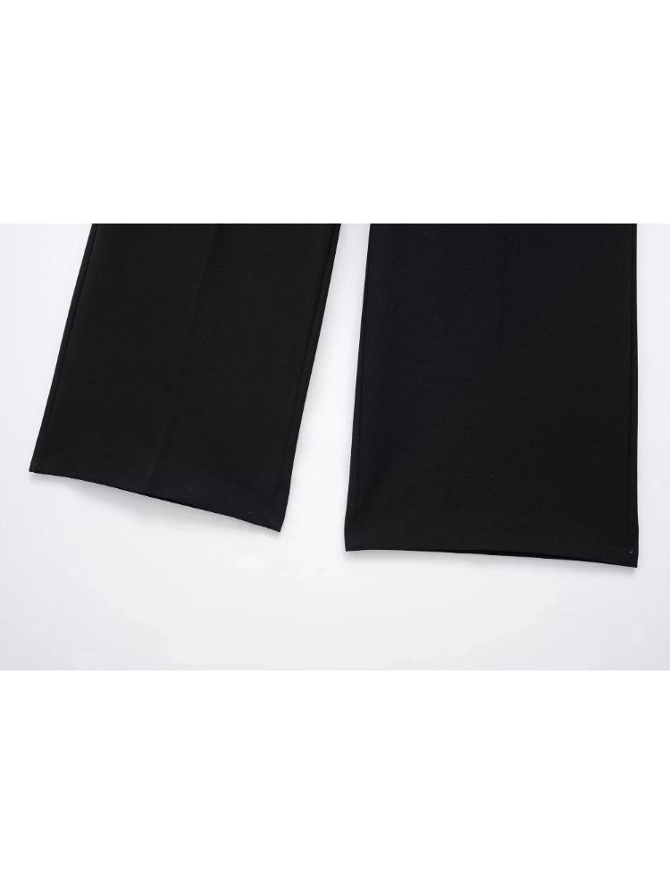 Однотонные женские черные брюки с высокой талией, однотонные широкие брюки с эластичной резинкой на талии, женские модные повседневные свободные брюки на шнуровке, уличная одежда