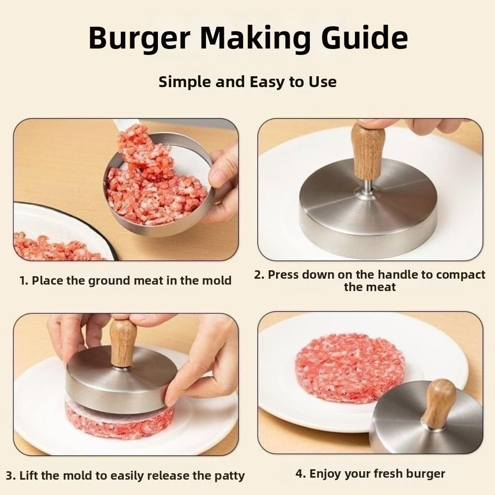 Round Hamburger Patty Maker Mold Thickness Adjustable Burger Meat Press Barbecue