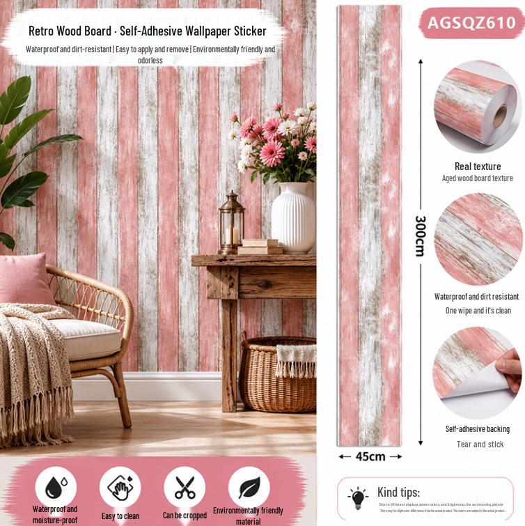 Eco-Friendly Odorless Wood Grain PVC Wall Sticker for Home Décor in Living Rooms and Bedrooms