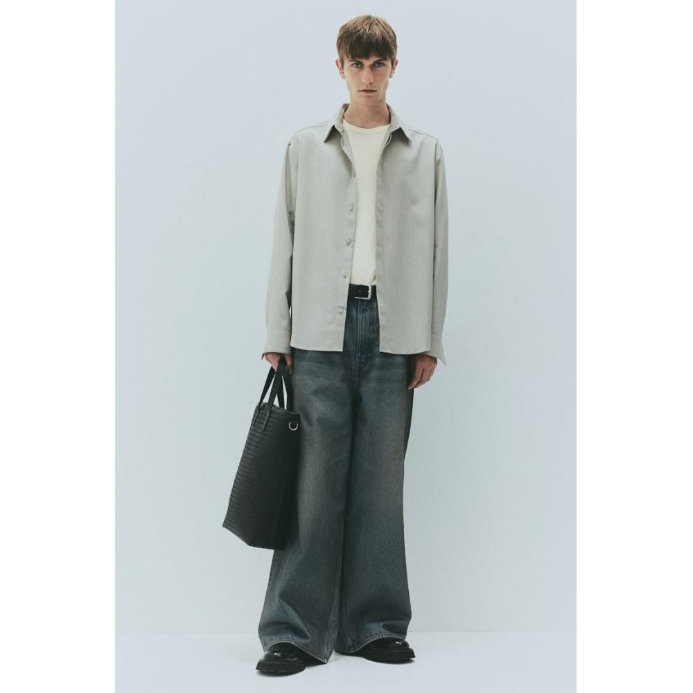 Футболка HM slim fit в рубчик, белая