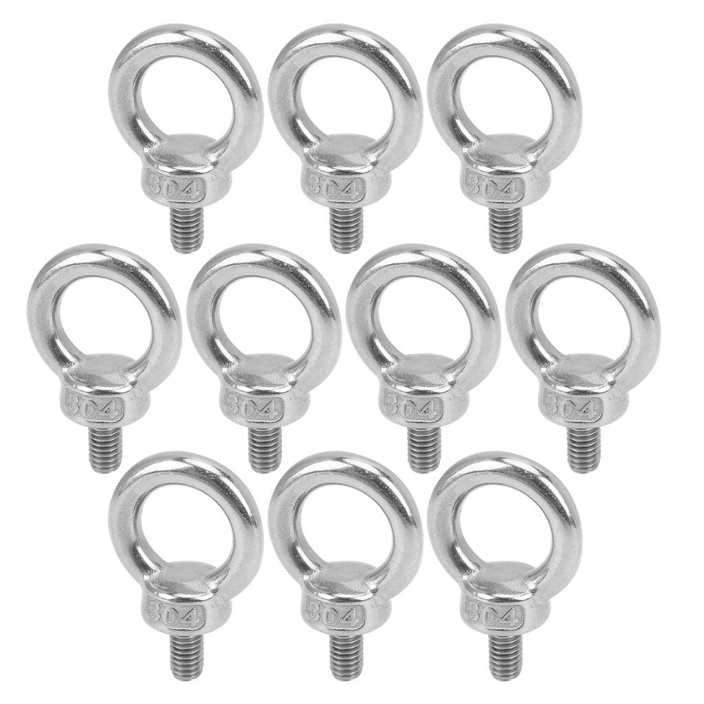 10Pcs M6 Stainless Steel Lifting Ring Eye Bolt Heavy Duty Marine Grade Ring Screw Bolts