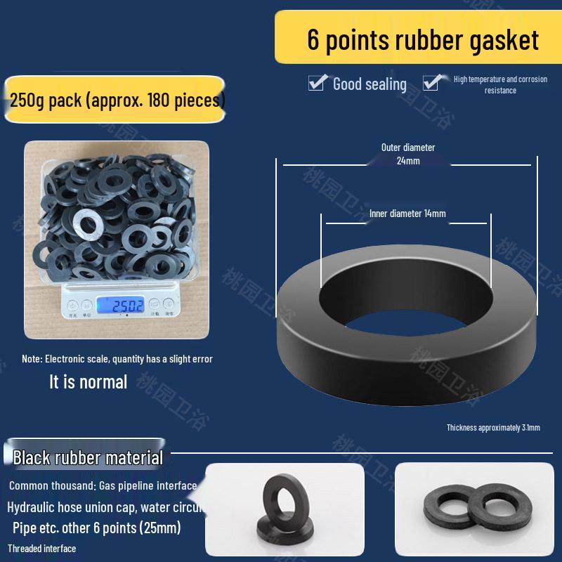 Набор плоских резиновых шайб: Водонепроницаемые прокладки для душевых шлангов и смесителей - Размеры 3/8", 1/2", 3/4", 1"