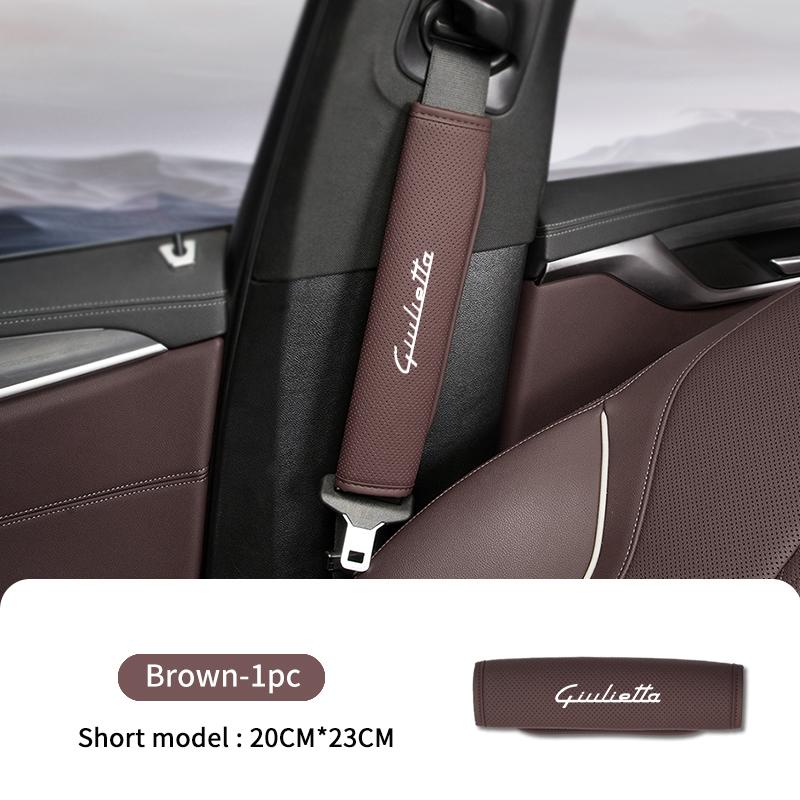Car Seat Belt Shoulder Cover Leather Shoulder Protector Pad For Alfa Romeo 159 Giulietta 156 147 Giulia Mito GT Stelvio Spider ert853