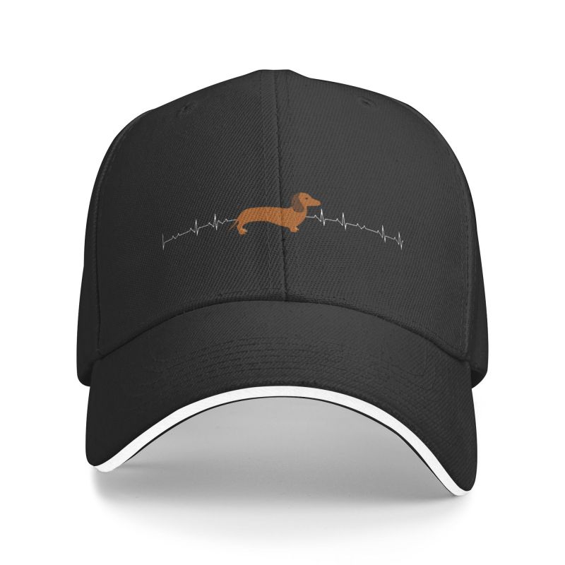 Custom Dachshund Heartbeat Baseball Cap Unisex Women Adjustable Hotdog Badger Wiener Sausage Dog Dad Hat Streetwear