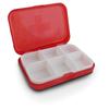 Rectangular Box with 6 Compartments for Storage of Medicines Red
