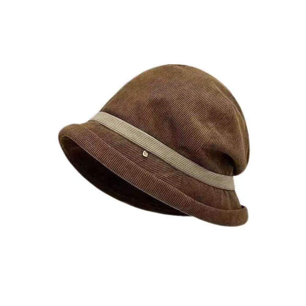 Temperament Corduroy Pullover Cap Solid Color Anti-cold Bucket Hat Winter Fisherman Hat  Daily