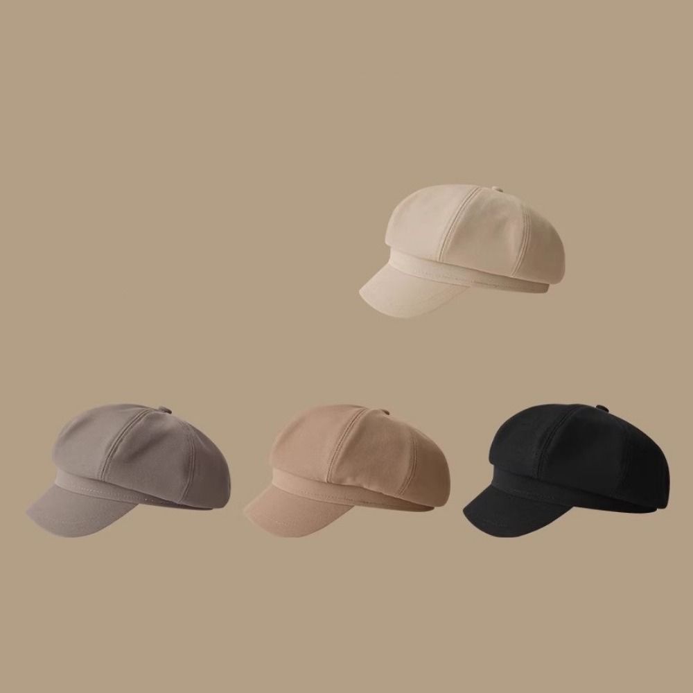 Solid Color Retro Berets Hat Duck Tongue Painter Cap Fashion Vintage Newsboy Cap Girls